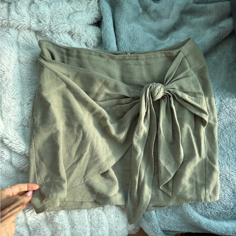 Stylish Olive Green Wrap Skirt
